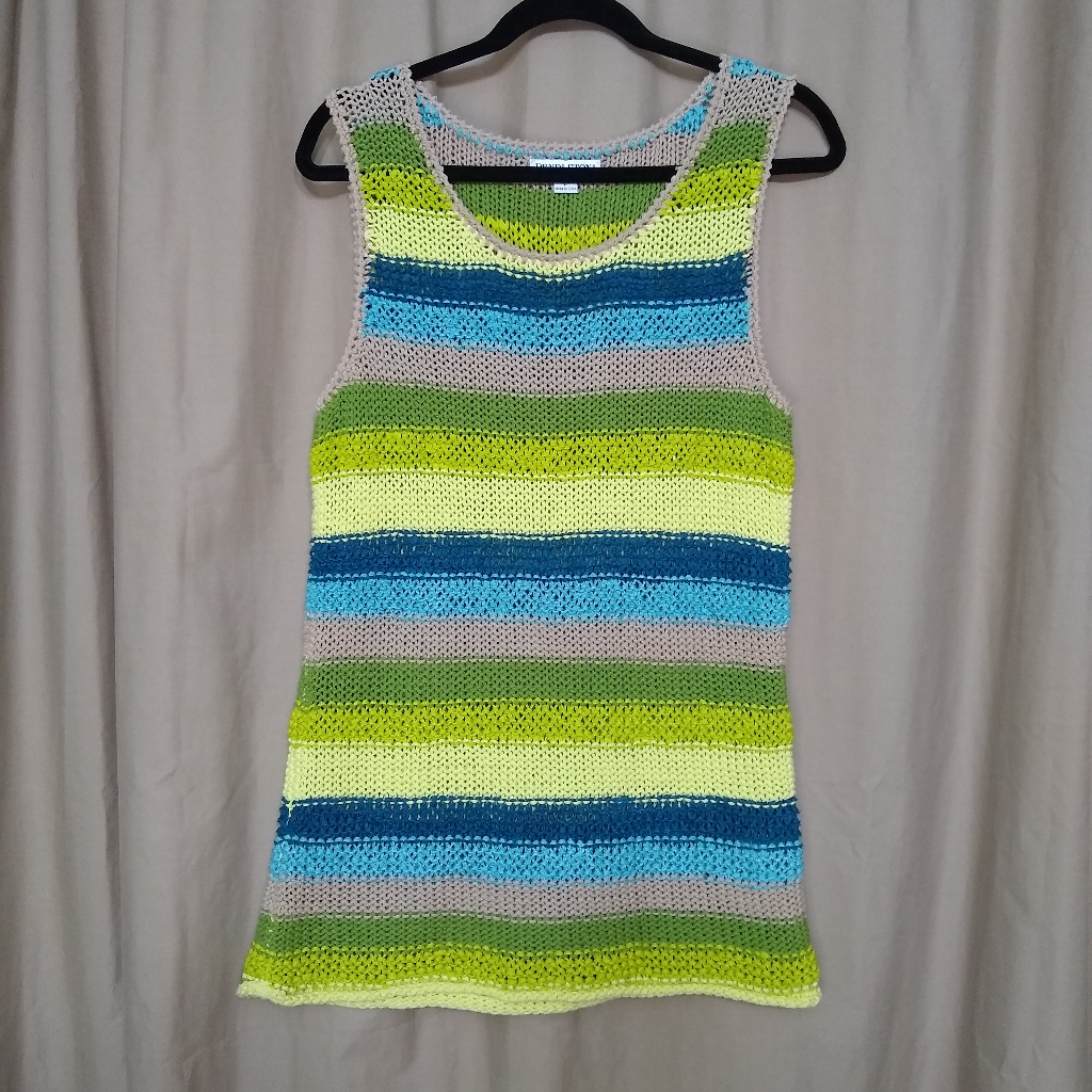 Pendleton Blue & Green Ombre Striped Knit Sleeveless Tank Top Sweater